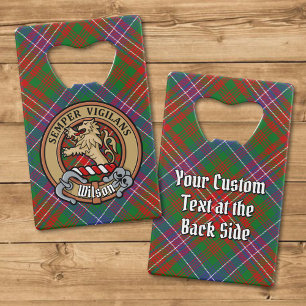 Abrebotellas De Tarjeta De Crédito Clan Wilson Escudo sobre Tartán Moderno