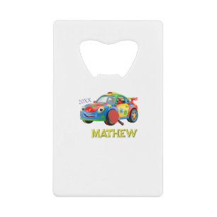 ABREBOTELLAS DE TARJETA DE CRÉDITO COCHE DEPORTIVO COLORIDO REMO HOMBRE NIÑOS NOMBRE