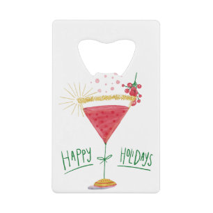 Abrebotellas De Tarjeta De Crédito cóctel de navidades de vacaciones felices