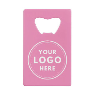 Abrebotellas De Tarjeta De Crédito Código QR de texto de logotipo simple rosa