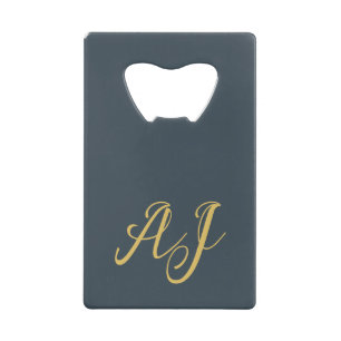 Abrebotellas De Tarjeta De Crédito Color Oro Carbón Monograma Inicial Profesional