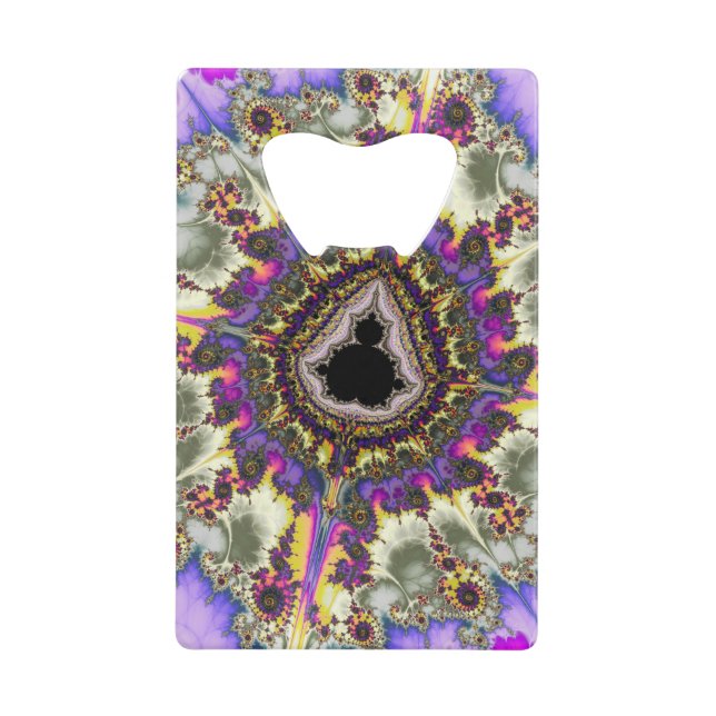Abrebotellas De Tarjeta De Crédito Colorido Mandelbrot Fractal (Anverso)