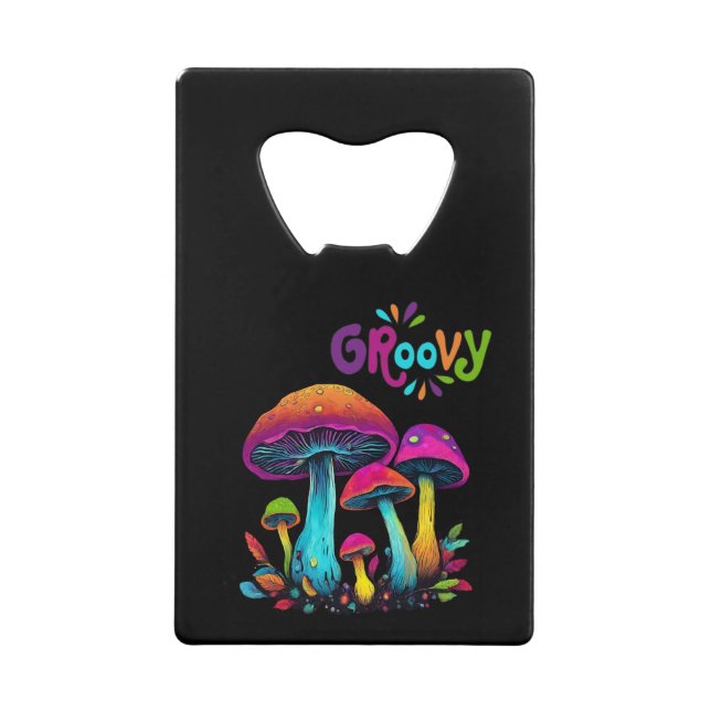 Abrebotellas De Tarjeta De Crédito Coloridos hongos psicodélicos Groovy (Anverso)