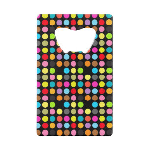 Abrebotellas De Tarjeta De Crédito Coloridos puntos de polka en negro