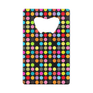 Abrebotellas De Tarjeta De Crédito Coloridos puntos de polka en negro