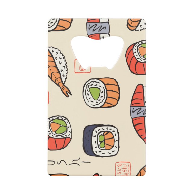 Abrebotellas De Tarjeta De Crédito Comida de sushi, diseño de patrones impecable. (Anverso)