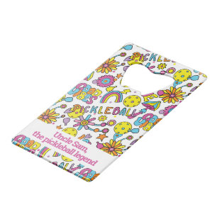 Abrebotellas De Tarjeta De Crédito Con texto, Groovy, retro 90, blanco