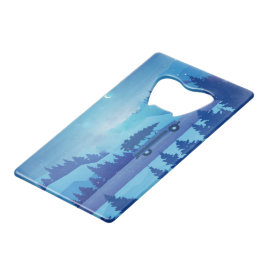 Abrebotellas De Tarjeta De Crédito Conducción por la carretera con un árbol de navida