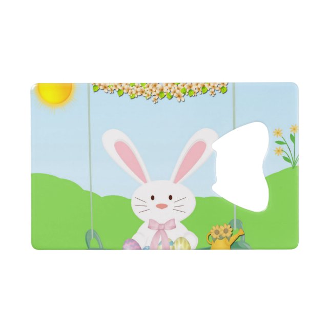 Abrebotellas De Tarjeta De Crédito Conejo de Pascua (Reverso Horizontal)