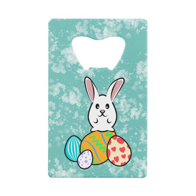 Abrebotellas De Tarjeta De Crédito Conejo de Pascua en huevos de Pascua (Anverso)