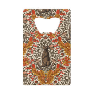 Abrebotellas De Tarjeta De Crédito Conejo otoñal en blanco roto