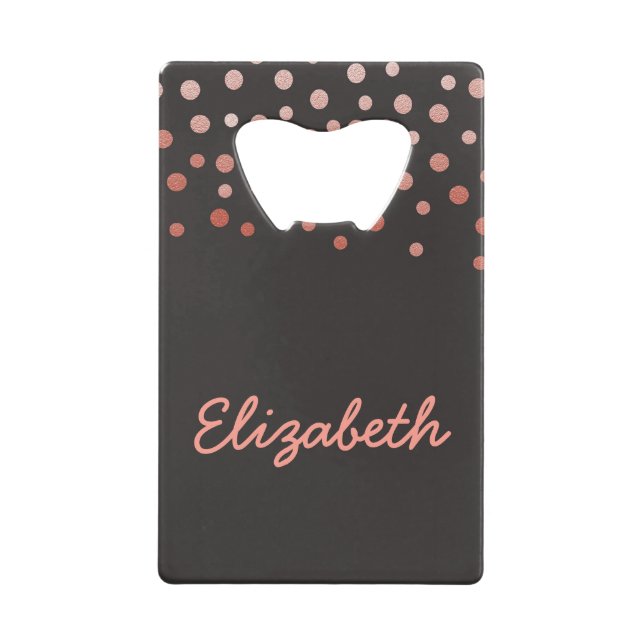 Abrebotellas De Tarjeta De Crédito Confeti rosa y negro (Anverso)