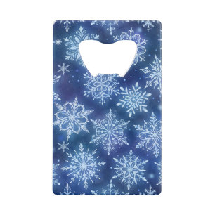 Abrebotellas De Tarjeta De Crédito Copia de Copos de Nieve de Magia Invernal Cielo Az