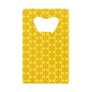 Abrebotellas De Tarjeta De Crédito Copo de nieve rojo fondo amarillo personalizado
