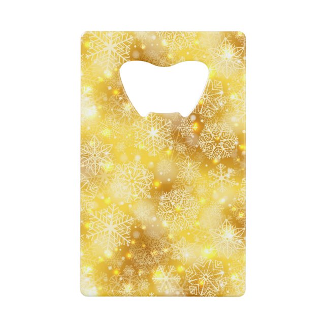 Abrebotellas De Tarjeta De Crédito Copos de nieve en oro (Anverso)