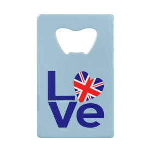 Abrebotellas De Tarjeta De Crédito Corazón de la bandera del Reino Unido AMOR British