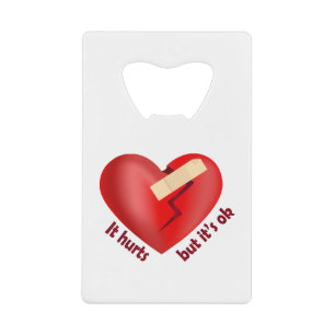 Abrebotellas De Tarjeta De Crédito Corazón roto sanado con parche y cita de vida