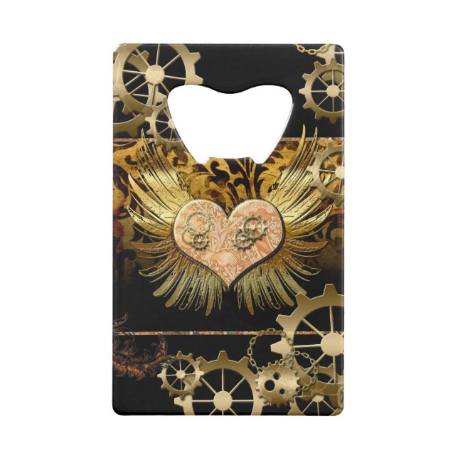 Abrebotellas De Tarjeta De Crédito Corazón Steampunk (Reverso)
