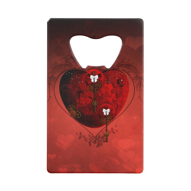 Abrebotellas De Tarjeta De Crédito Corazón Steampunk (Anverso)