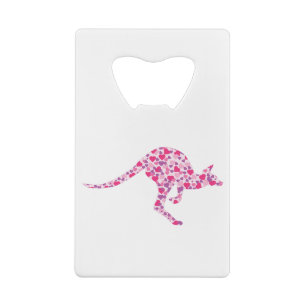 Abrebotellas De Tarjeta De Crédito Corazones canguro-rosados