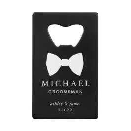 Abrebotellas De Tarjeta De Crédito Corbata de lazo blanca para padrino de boda person