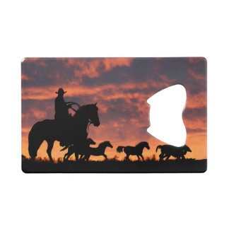 Abrebotellas De Tarjeta De Crédito Country Western Cowboy Horses Rodeo Roundud