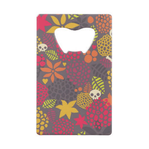 Abrebotellas De Tarjeta De Crédito Cráneos y flores