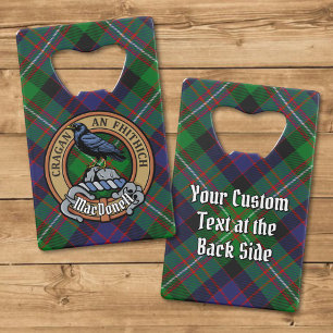 Abrebotellas De Tarjeta De Crédito Crest de Clan MacDonell de Glengarry sobre Tartán