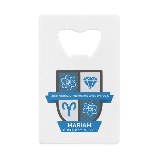 Abrebotellas De Tarjeta De Crédito Crest de Cumpleaños Aries™ para Joyería del 21-31  (Anverso)