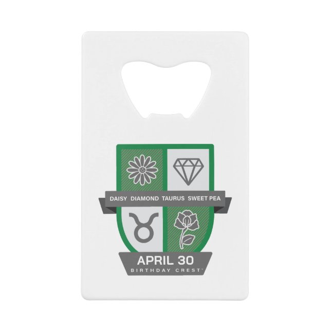 Abrebotellas De Tarjeta De Crédito Crest de Cumpleaños de Tauro™ para Abril 20-30 (Anverso)