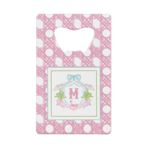 Abrebotellas De Tarjeta De Crédito Crestá de Monograma Preppy Palm Beach