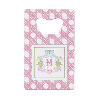 Abrebotellas De Tarjeta De Crédito Crestá de Monograma Preppy Palm Beach