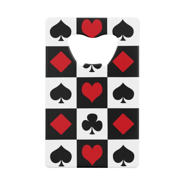 Abrebotellas De Tarjeta De Crédito Cuatro trajes de cartas (Anverso)