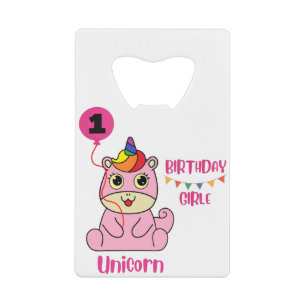 Abrebotellas De Tarjeta De Crédito cumpleaños chica de unicornio