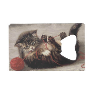 Abrebotellas De Tarjeta De Crédito Cuna de gato, un gato jugando con una bola de hilo