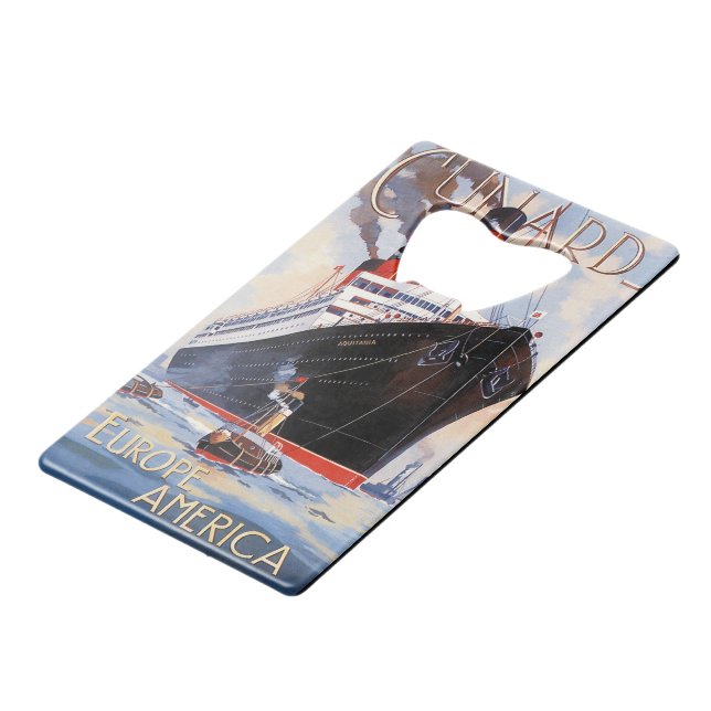 ABREBOTELLAS DE TARJETA DE CRÉDITO CUNARD OCEAN LINER AQUITANIA (Ángulo frontal)