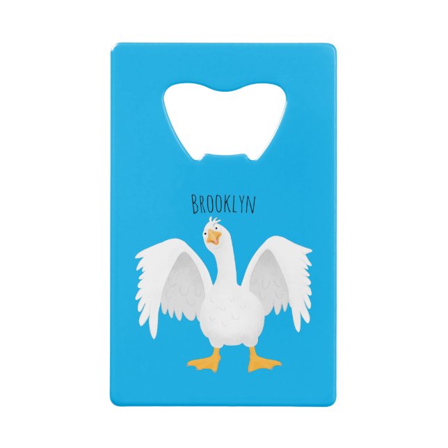 Abrebotellas De Tarjeta De Crédito Curioso ilustracion de personalizado ganso domésti (Anverso)
