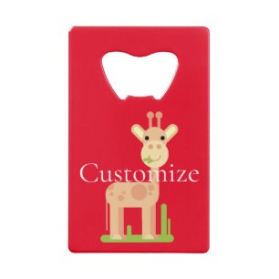 Abrebotellas De Tarjeta De Crédito Cute Giraffe Munching Thunder_Cove