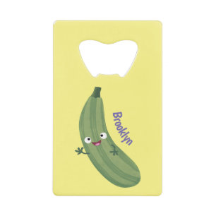 Abrebotellas De Tarjeta De Crédito Cute zucchini feliz personalizado ilustracion