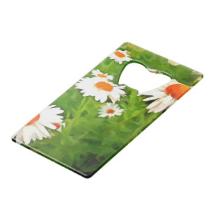 Abrebotellas De Tarjeta De Crédito Daisies del jardín blanco brillante y brillante ar