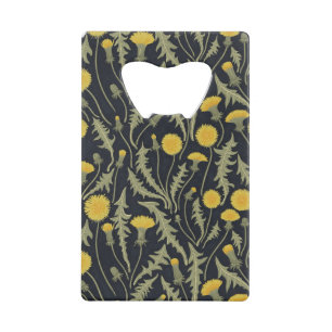 Abrebotellas De Tarjeta De Crédito Dandelions, verde, amarillo y negro