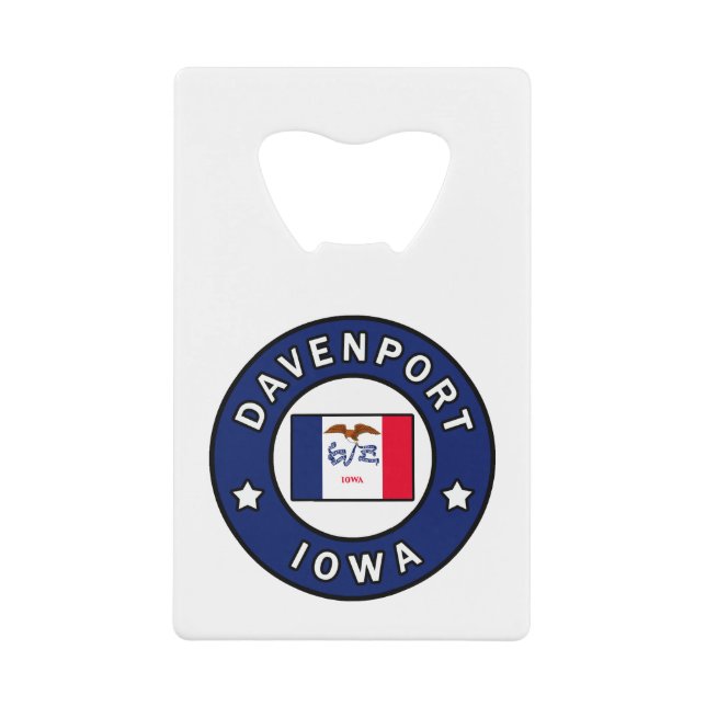 Abrebotellas De Tarjeta De Crédito Davenport Iowa (Anverso)