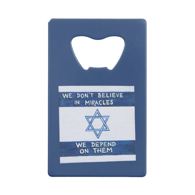 Abrebotellas De Tarjeta De Crédito Dependemos De Los Milagros (Anverso)