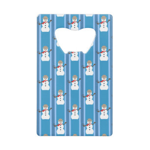Abrebotellas De Tarjeta De Crédito Detective de Snowman azul divertido y divertido