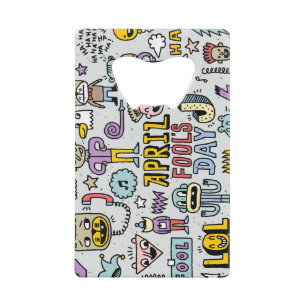 Abrebotellas De Tarjeta De Crédito Día de los Inocentes: Colorido Conjunto de Doodle.