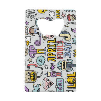 Abrebotellas De Tarjeta De Crédito Día de los Inocentes: Colorido Conjunto de Doodle.