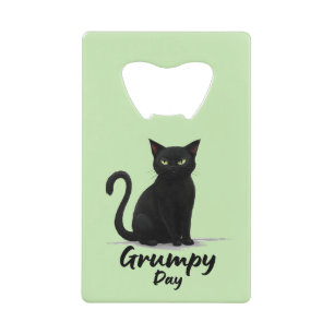 Abrebotellas De Tarjeta De Crédito Día gruñón con gato negro