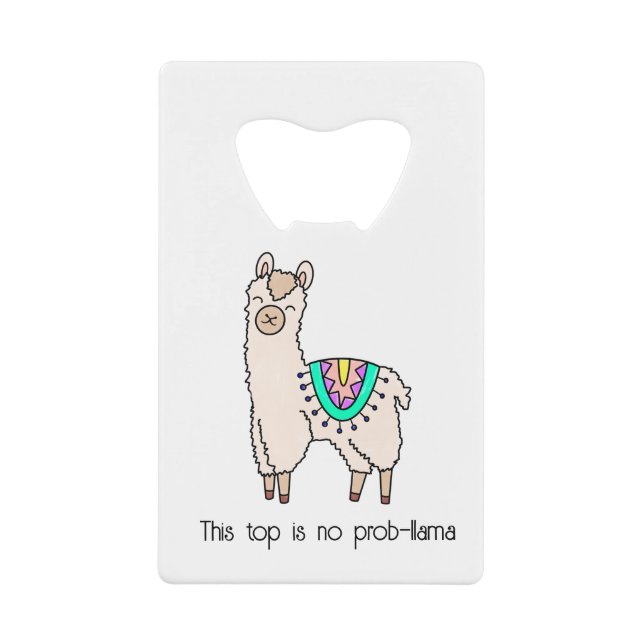 Abrebotellas De Tarjeta De Crédito dibujo de animales personalizados de llama feliz s (Anverso)