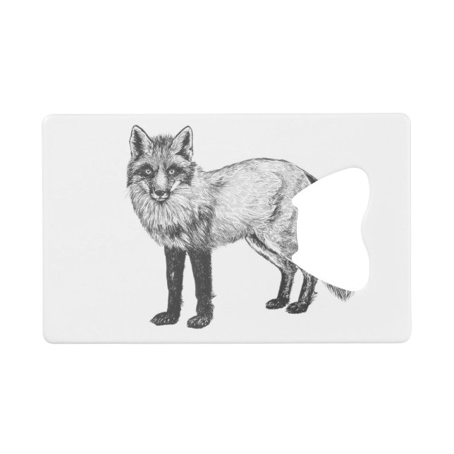 Abrebotellas De Tarjeta De Crédito Dibujo de Fox (Anverso (Horizontal))