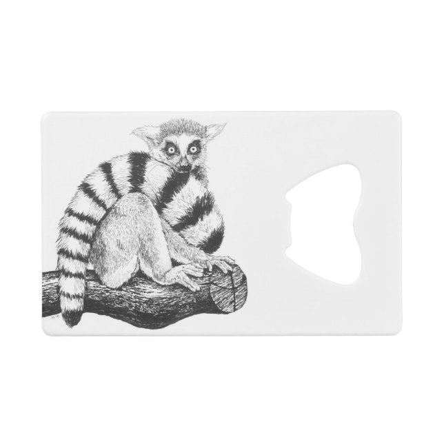 Abrebotellas De Tarjeta De Crédito Dibujo de Lemur (Anverso (Horizontal))